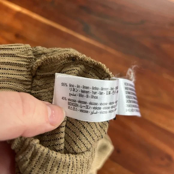 ZARA BOYS KIDS LINEN BLEND BAGGY PANTS NATURAL Striped Neutral COLOR - Picture 6 of 6